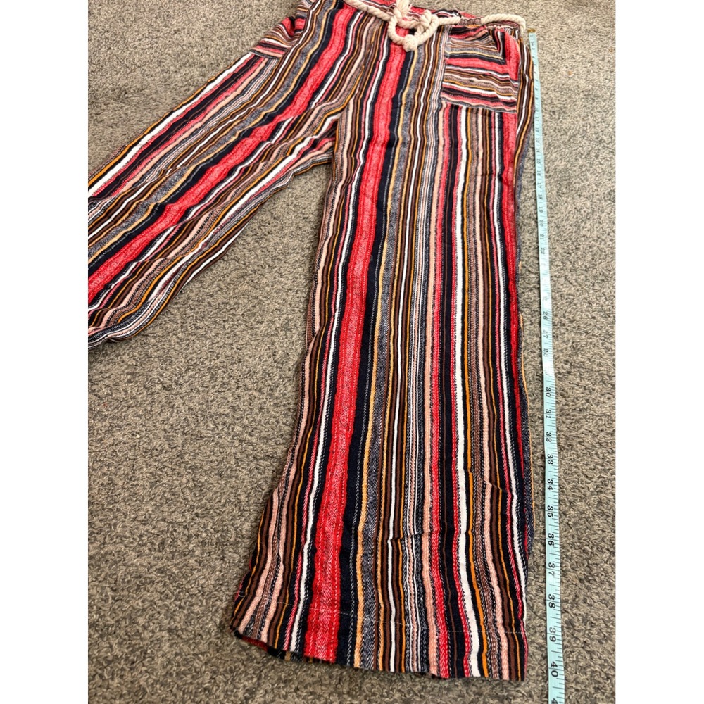 Velvet Heart Wide Leg Pants Women Medium Red Striped Rope Belt Boho Beachy - Picture 8 of 11